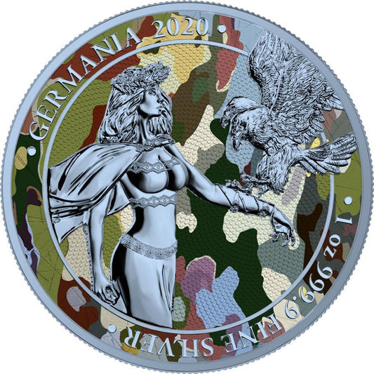 Germania 2020 5 Mark Camouflage 1 Oz Silver Colored Silver Coin Normandia