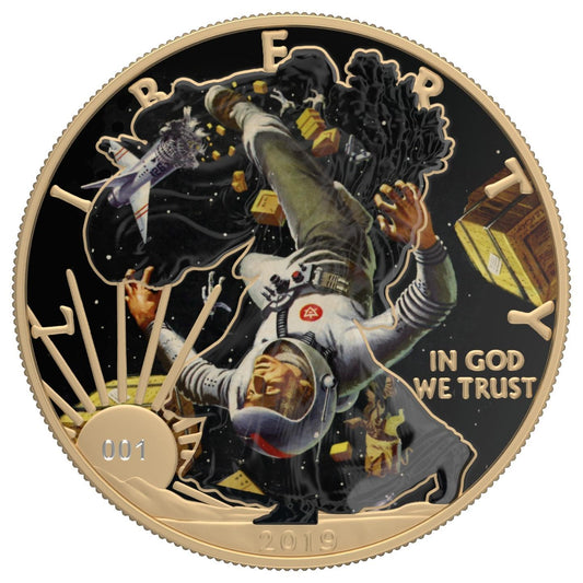 USA 2019 1$ American Eagle Sci-Fi Edition 1 Oz Colored Gilded Silver Coin Gravitation