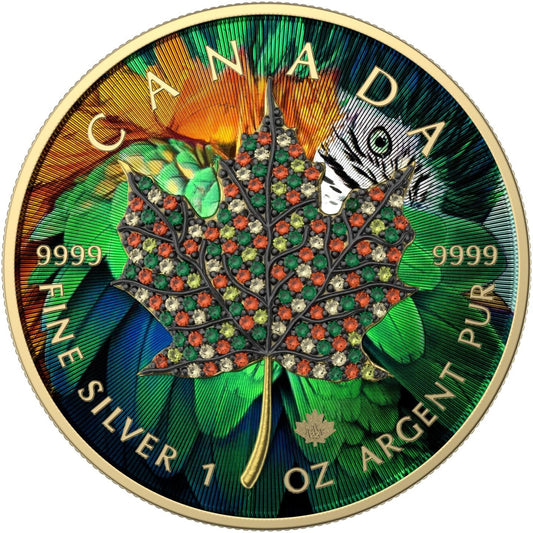 Canada 2022 5$ Maple Leaf Months Edition 1 Oz Bejeweled Silver Coin April