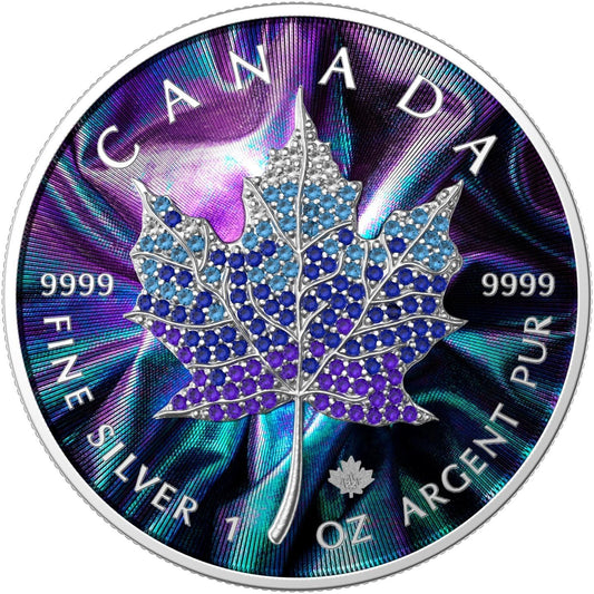Canada 2022 5$ Maple Leaf Months Edition 1 Oz Bejeweled Silver Coin December