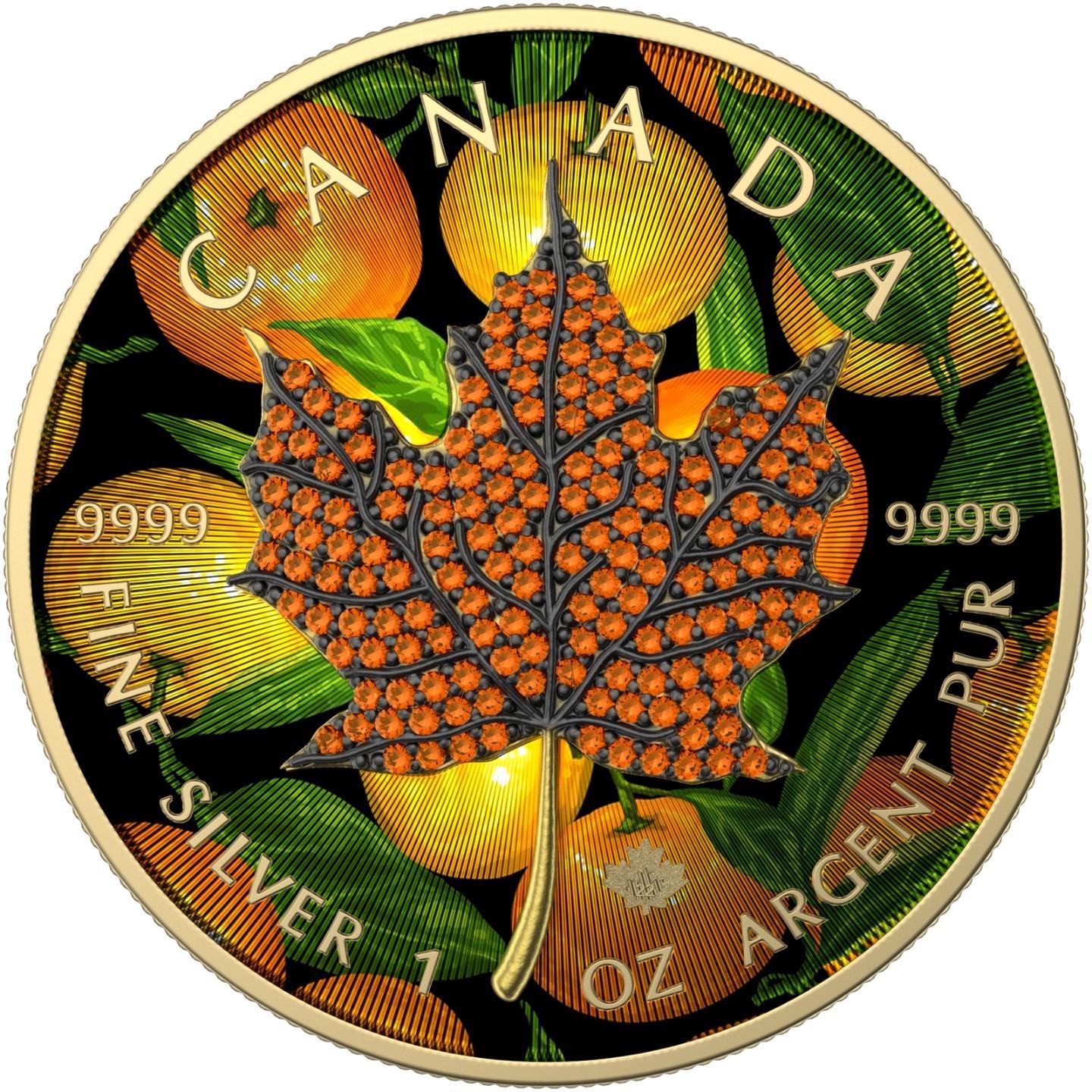 Canada 2022 5$ Maple Leaf Months Edition 1 Oz Bejeweled Silver Coin November