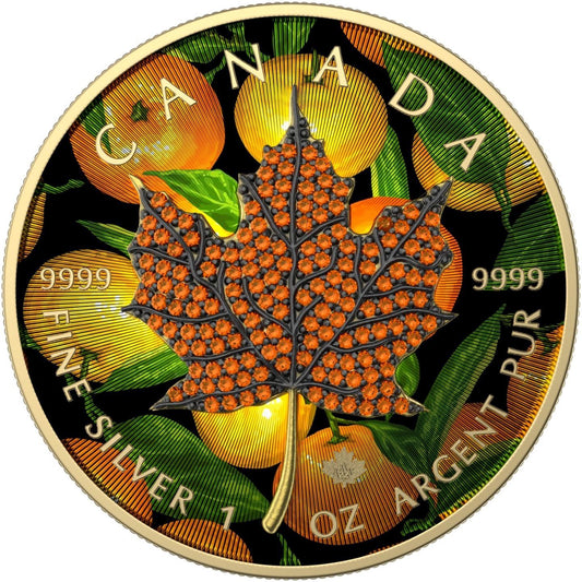 Canada 2022 5$ Maple Leaf Months Edition 1 Oz Bejeweled Silver Coin November