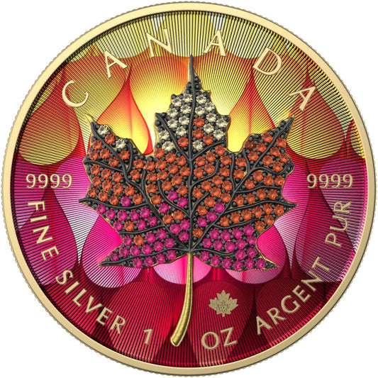 Canada 2022 5$ Maple Leaf Months Edition 1 Oz Bejeweled Silver Coin September