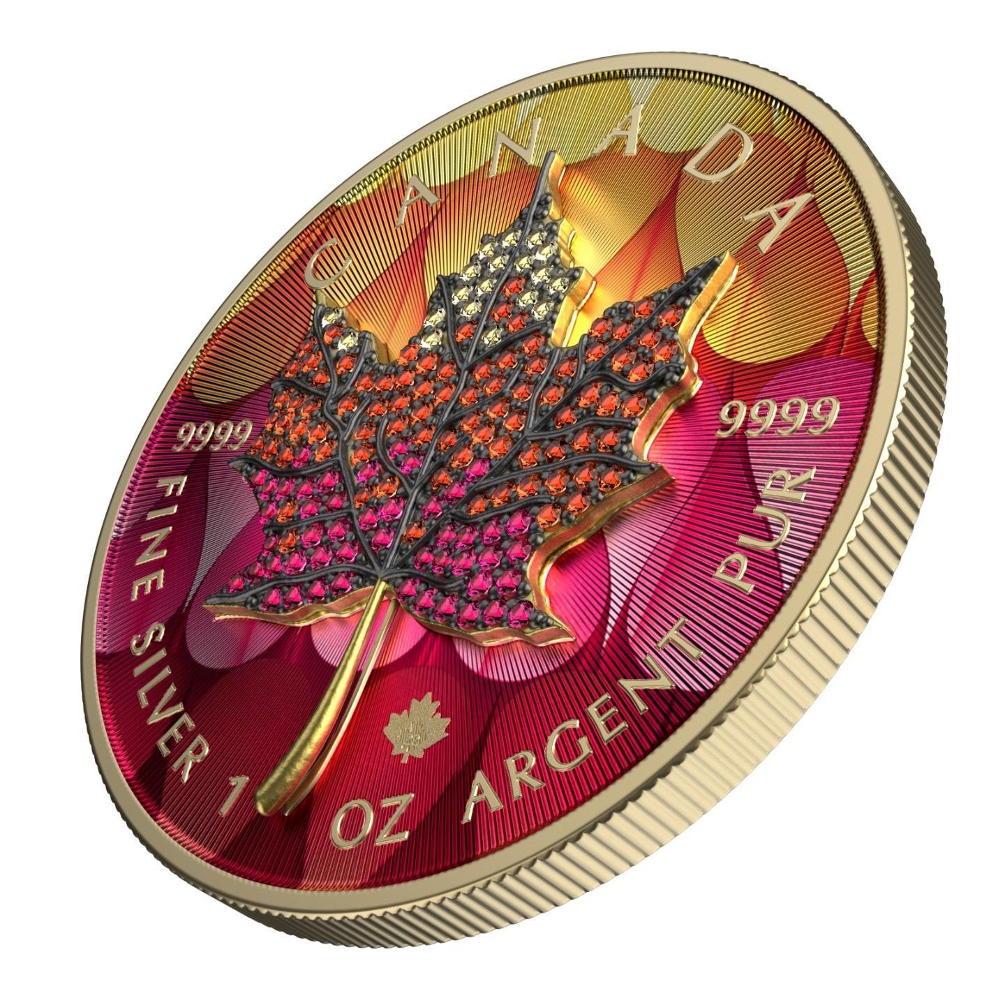 Canada 2022 5$ Maple Leaf Months Edition 1 Oz Bejeweled Silver Coin September