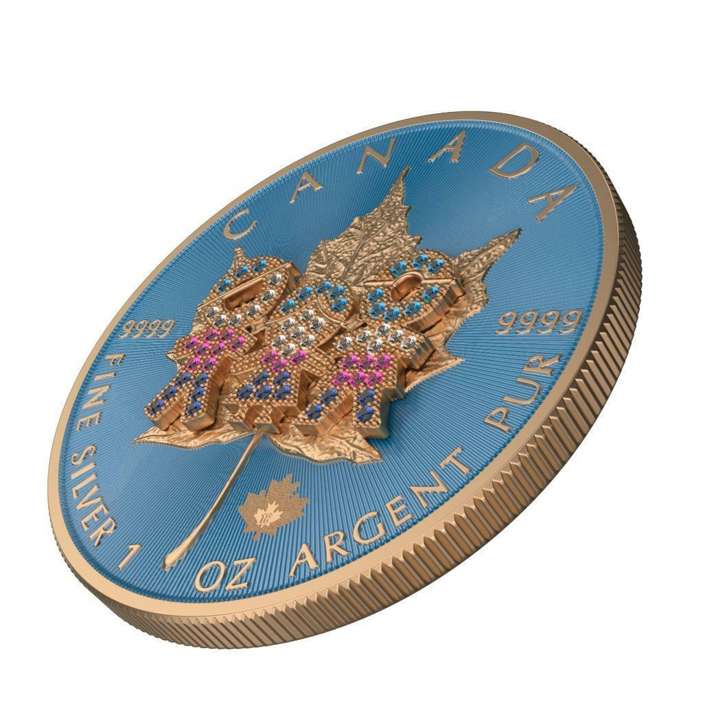 Canada 2019 5$ Maple Leaf Family Day 1 Oz Colored Silver Coin with 3D Insert