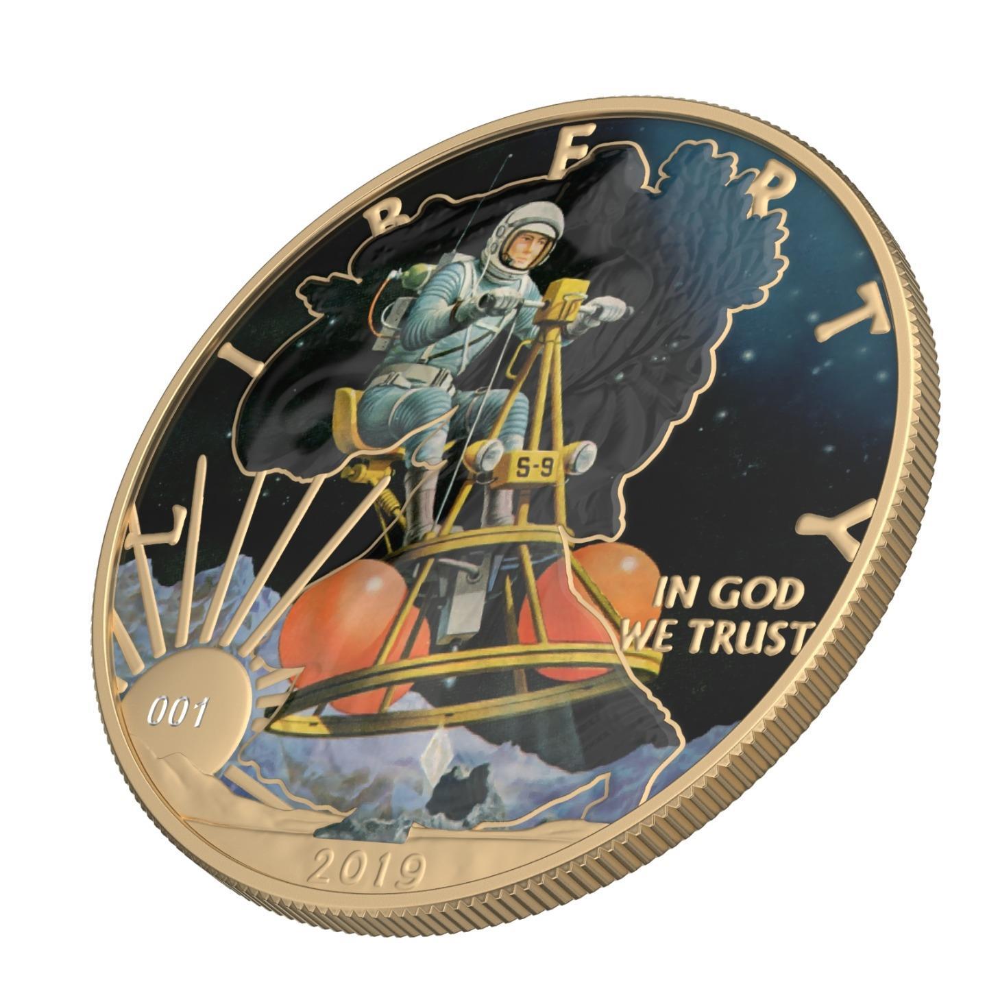 USA 2019 1$ American Eagle Sci-Fi Edition 1 Oz Colored Gilded Silver Coin S-9