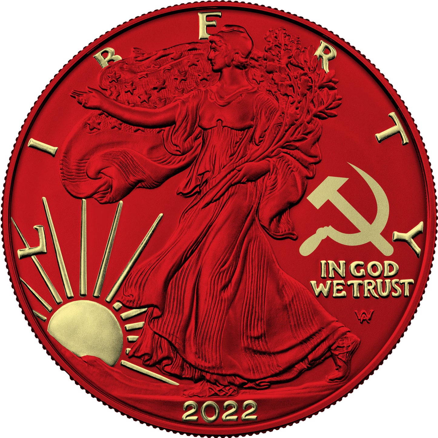 USA 2022 1$ American Eagle Paint it Red Edition 1 Oz Colored Silver Coin