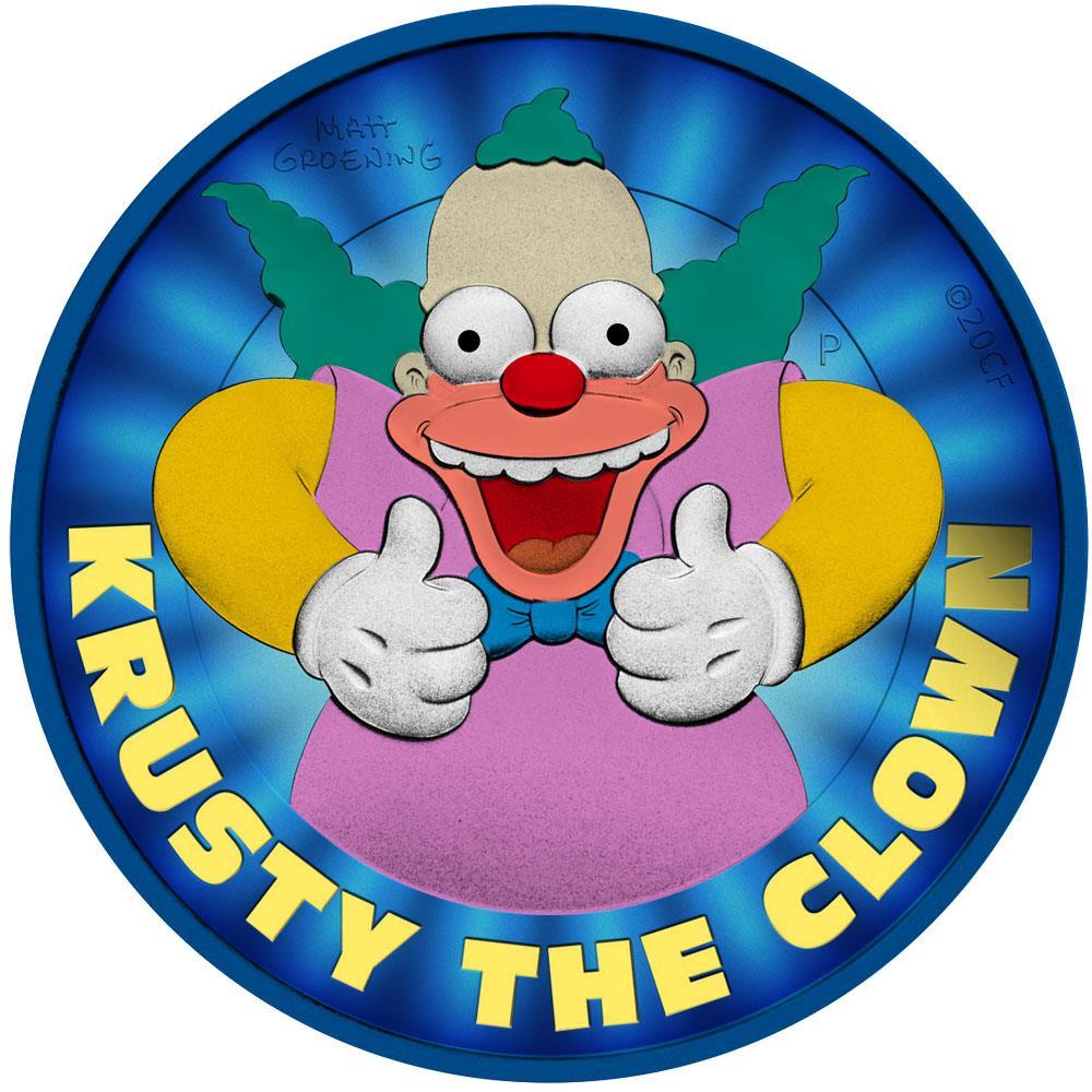 Tuvalu 2020 1$ Krusty The Clown 1 Oz Colored Silver Coin College