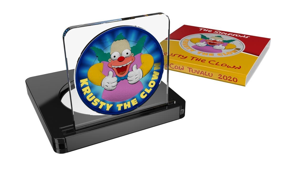 Tuvalu 2020 1$ Krusty The Clown 1 Oz Colored Silver Coin College