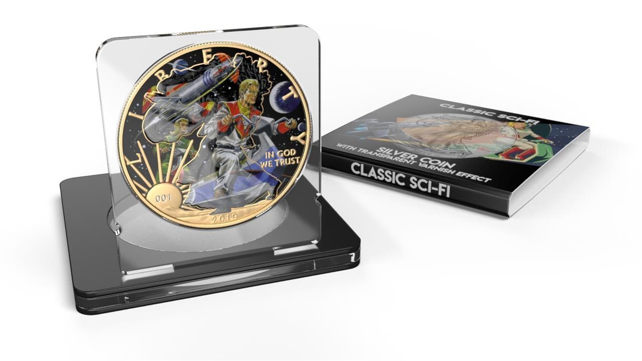 USA 2019 1$ American Eagle Sci-Fi Edition 1 Oz Colored Gilded Silver Coin Space Riders