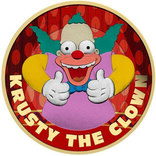 Tuvalu 2020 1$ Krusty The Clown 1 Oz Colored Silver Coin Show