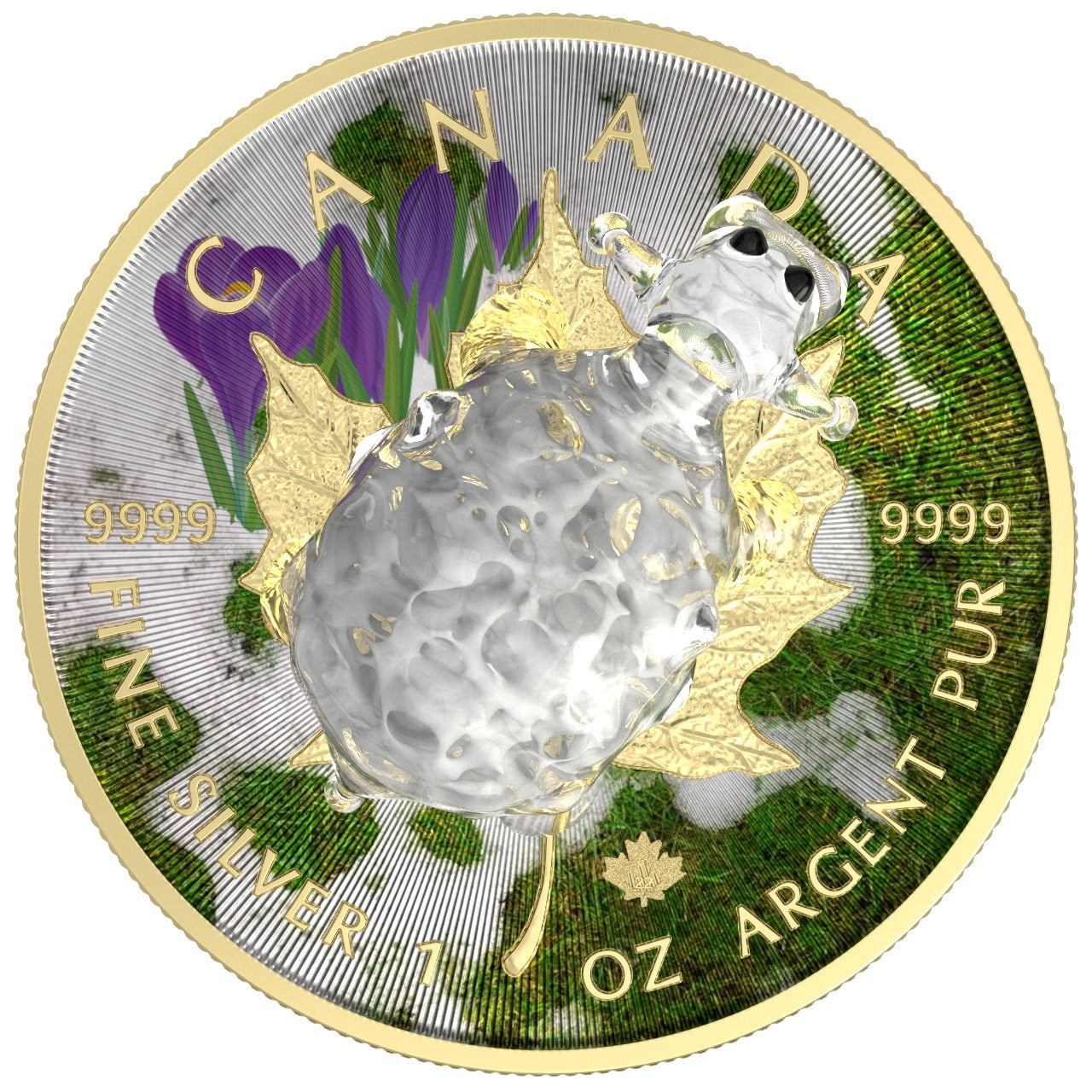 Canada 2022 5$ Maple Leaf Murano Collection 1 Oz Silver Coin with real Murano Figure White Sheep