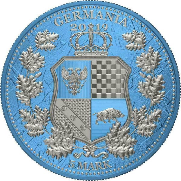 Germania 2019 5 Mark The Allegories i-Color Edition - Sky Blue 1 Oz Silver Coin