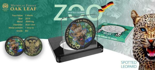 Germania 2019 5 Mark The Oak Leaf - Zoo Series - Jaguar 1 Oz Silver Coin